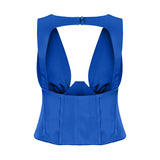 LILY SATIN TOP IN NAVY